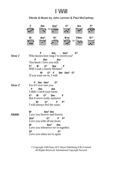 i will guitar chords|beatles i will 5 chords.